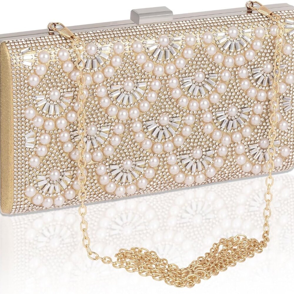 Evening Clutch Pearl Purse for Women, Party Clutches Bag Wedding Formal Handbags